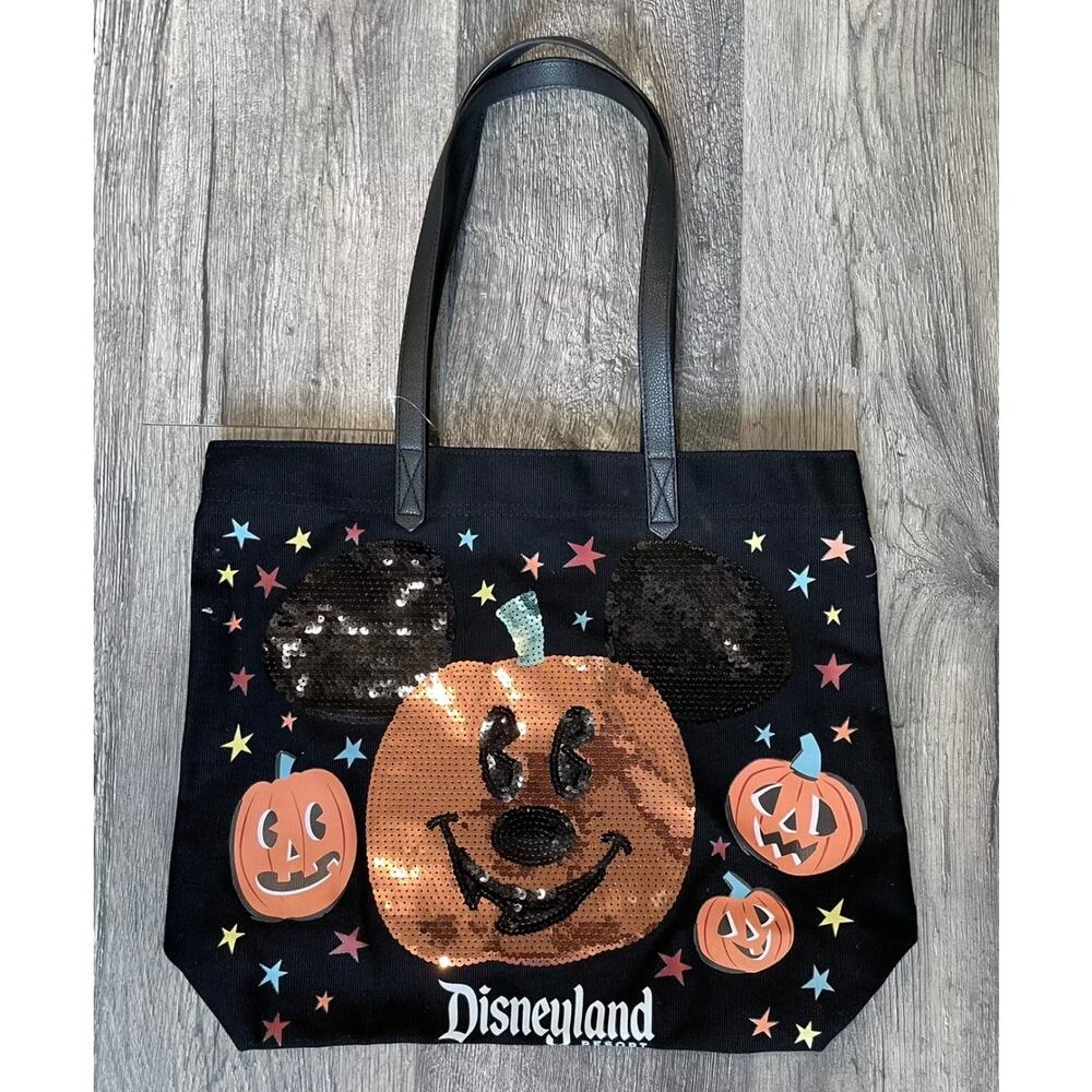 Disney Disneyland Resort Halloween Sequin Pumpkin Mickey Mouse Tote Bag